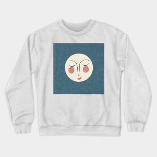 Blue moon face illustration Crewneck Sweatshirt